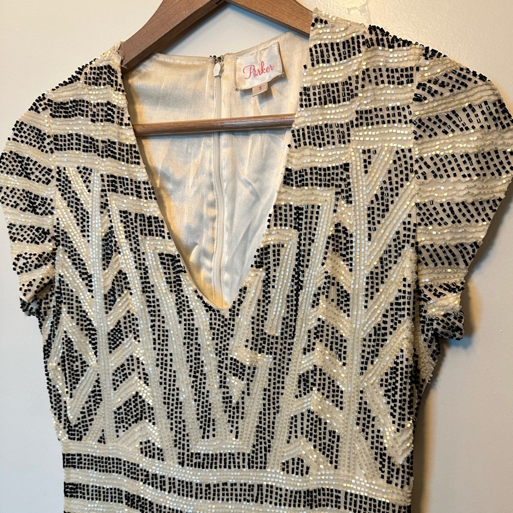Parker Black and White sparkly sequin dress
